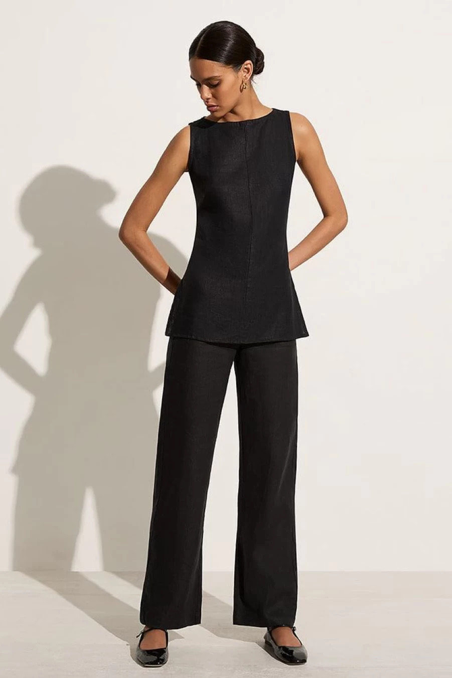 Faithfull The Brand Vincente High-Waisted Black Pant - Women's Elegant Wide Leg Trousers
